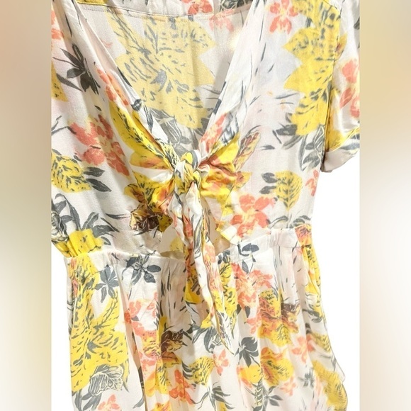 NWOT Free People Part Time Lover Mini Dress Floral Print Knot Closure Pleated 10 - Picture 7 of 9